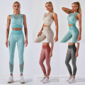 China knitted seamless hollow vest fitness trousers yoga suit Supplier